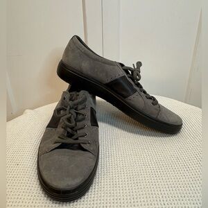 ECCO Leather Low Top Grey Black Sneakers Breathable Men’s Size 12
